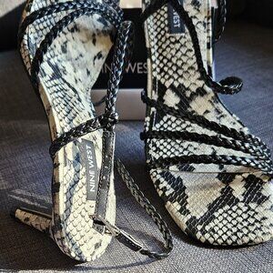 Nine West Game 2 Braided Heel Sandals Size 8